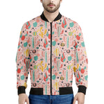 Pastel Cactus And Succulent Print Men's Bomber Jacket