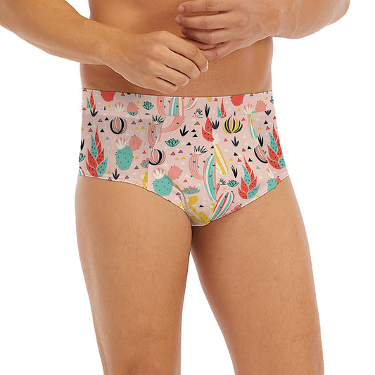Pastel Cactus And Succulent Print Men's Briefs