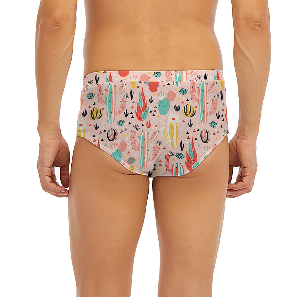 Pastel Cactus And Succulent Print Men's Briefs