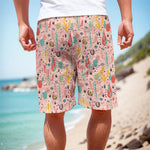Pastel Cactus And Succulent Print Men's Cargo Shorts