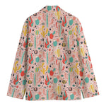 Pastel Cactus And Succulent Print Men's Cotton Blazer