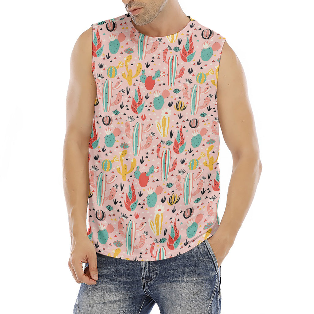 Pastel Cactus And Succulent Print Men's Fitness Tank Top