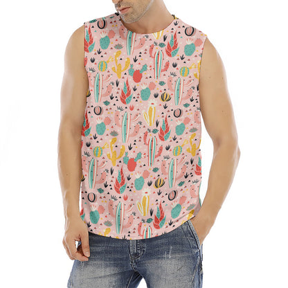 Pastel Cactus And Succulent Print Men's Fitness Tank Top