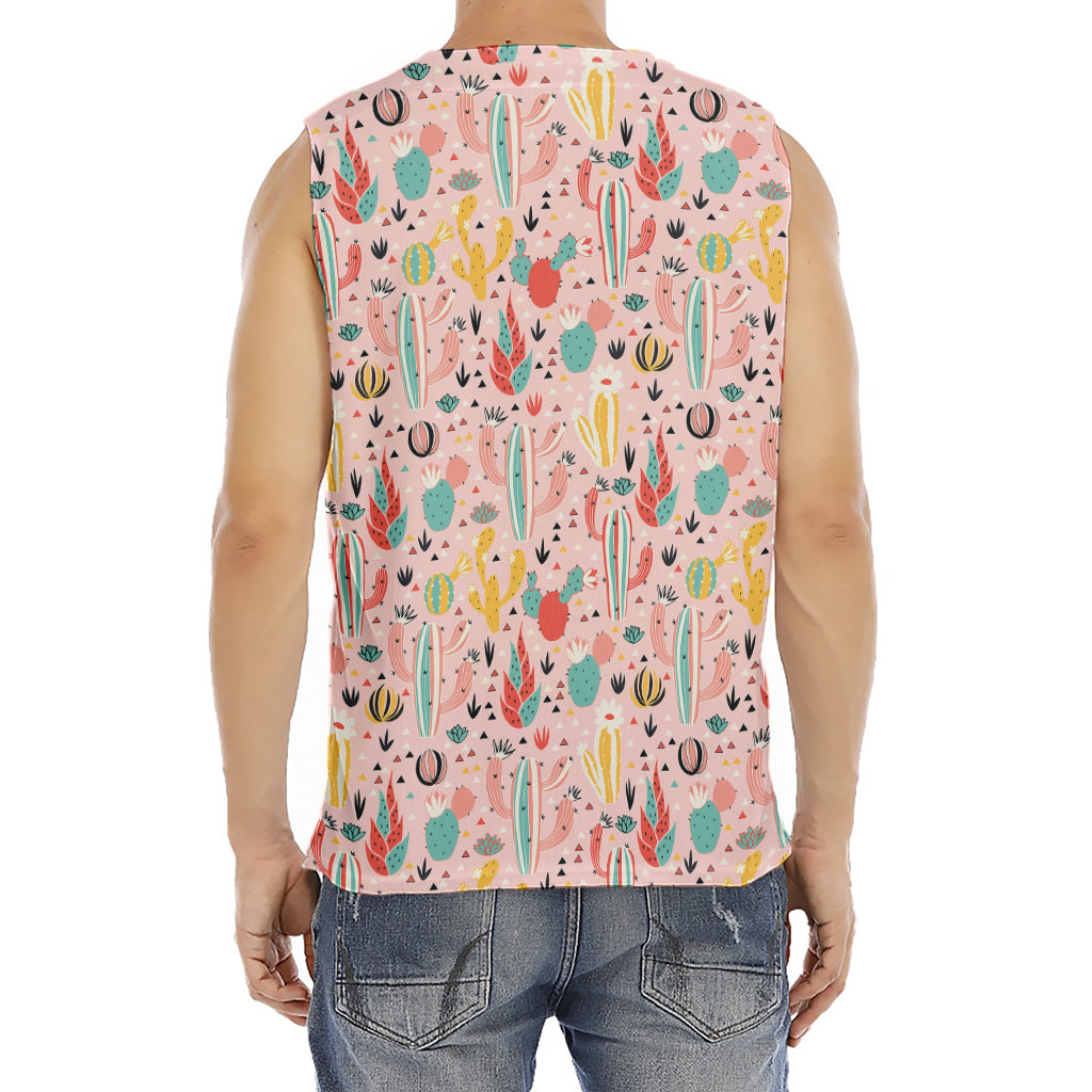 Pastel Cactus And Succulent Print Men's Fitness Tank Top
