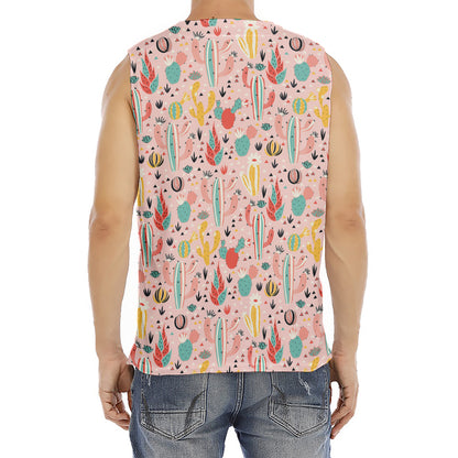Pastel Cactus And Succulent Print Men's Fitness Tank Top
