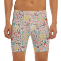 Pastel Cactus And Succulent Print Men's Long Boxer Briefs