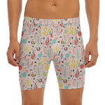 Pastel Cactus And Succulent Print Men's Long Boxer Briefs