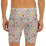 Pastel Cactus And Succulent Print Men's Long Boxer Briefs