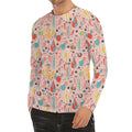 Pastel Cactus And Succulent Print Men's Long Sleeve Rash Guard