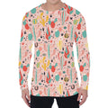 Pastel Cactus And Succulent Print Men's Long Sleeve T-Shirt