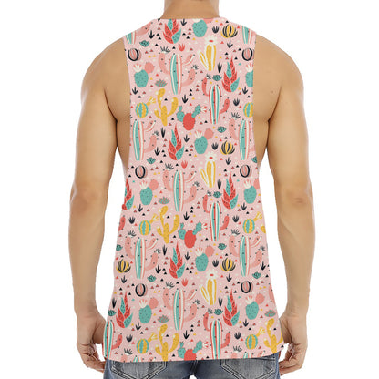 Pastel Cactus And Succulent Print Men's Muscle Tank Top