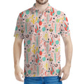 Pastel Cactus And Succulent Print Men's Polo Shirt