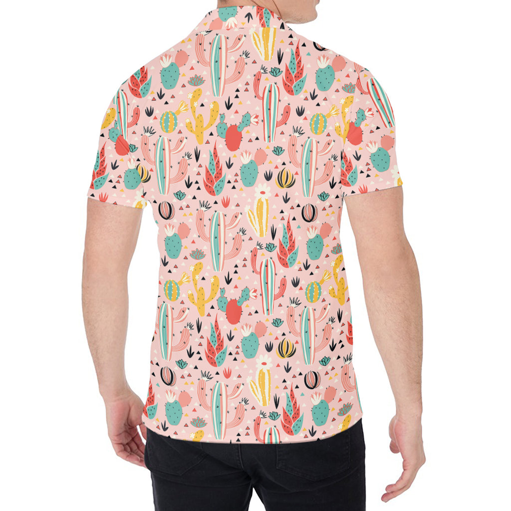 Pastel Cactus And Succulent Print Men's Shirt