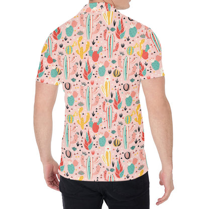 Pastel Cactus And Succulent Print Men's Shirt