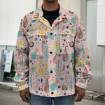 Pastel Cactus And Succulent Print Men's Shirt Jacket