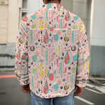 Pastel Cactus And Succulent Print Men's Shirt Jacket