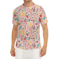 Pastel Cactus And Succulent Print Men's Short Sleeve Rash Guard