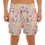 Pastel Cactus And Succulent Print Men's Split Running Shorts