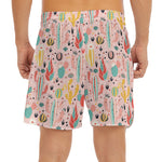 Pastel Cactus And Succulent Print Men's Split Running Shorts