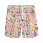 Pastel Cactus And Succulent Print Men's Sports Shorts