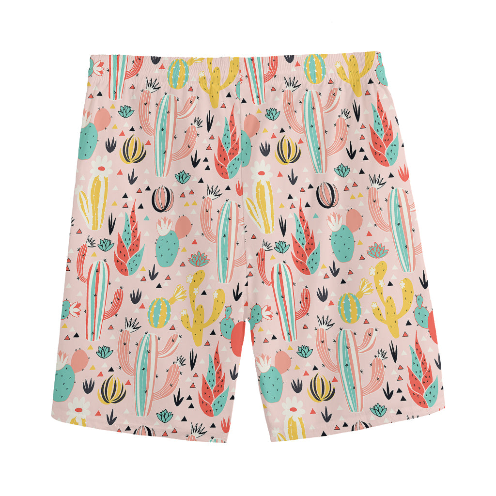 Pastel Cactus And Succulent Print Men's Sports Shorts