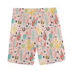 Pastel Cactus And Succulent Print Men's Sports Shorts