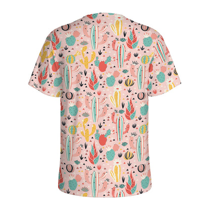 Pastel Cactus And Succulent Print Men's Sports T-Shirt