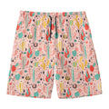 Pastel Cactus And Succulent Print Men's Swim Trunks