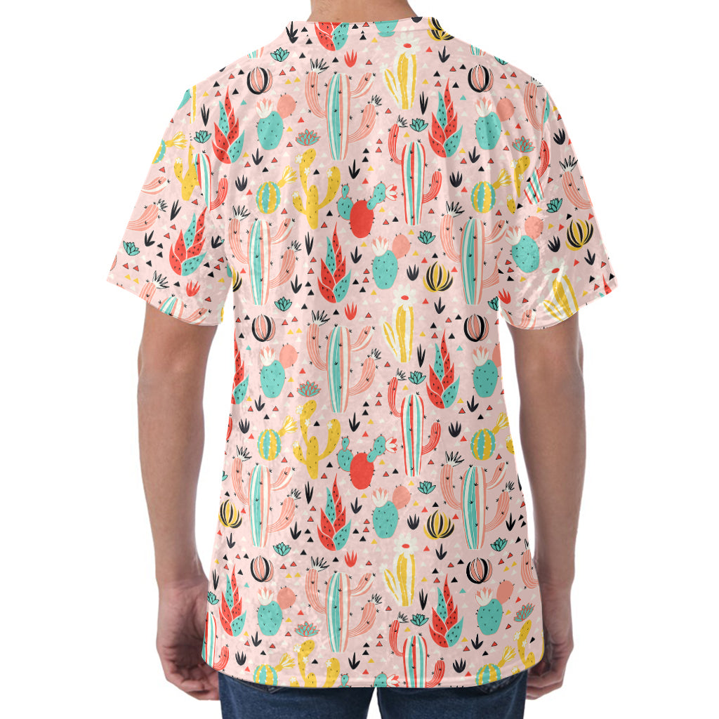 Pastel Cactus And Succulent Print Men's Velvet T-Shirt