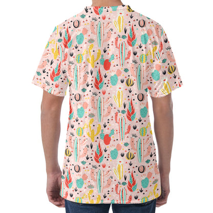 Pastel Cactus And Succulent Print Men's Velvet T-Shirt