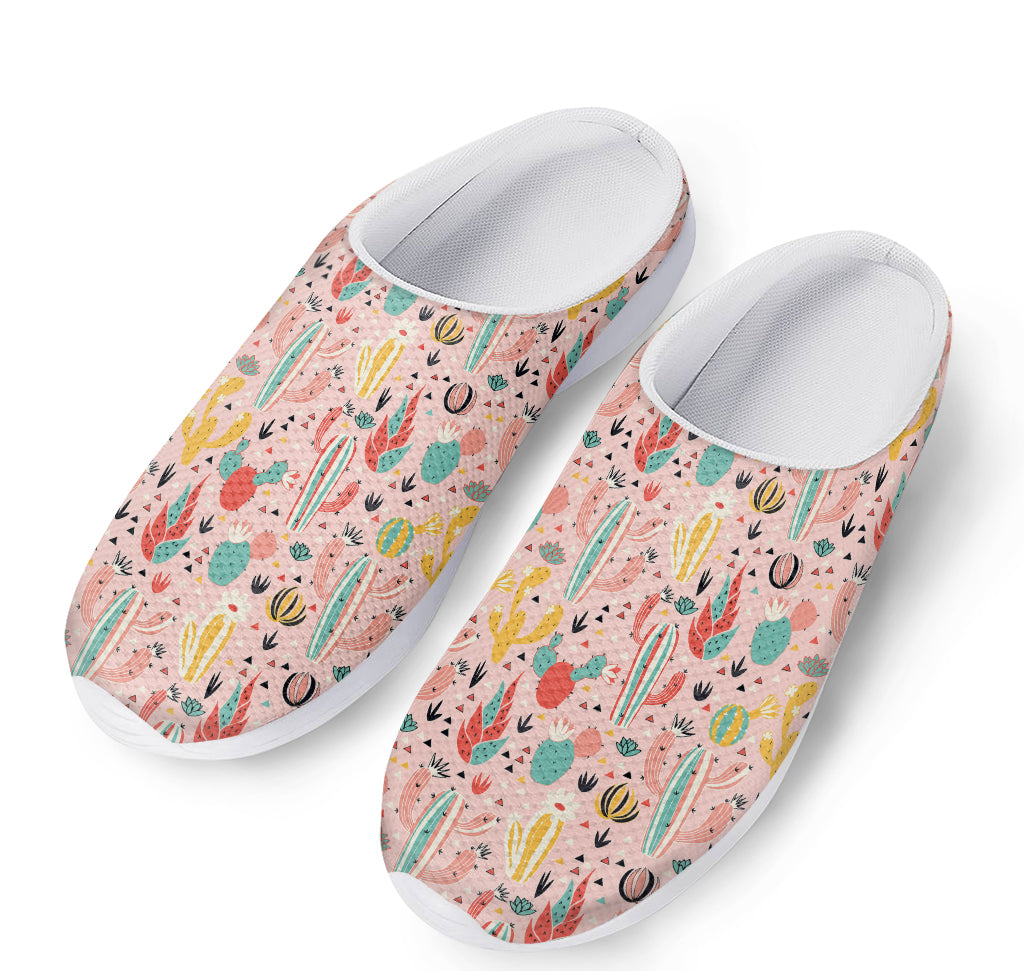 Pastel Cactus And Succulent Print Mesh Casual Shoes