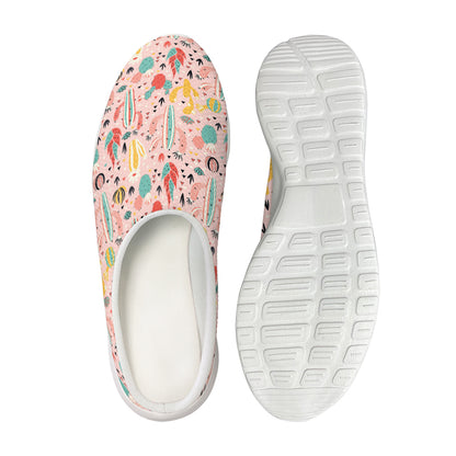 Pastel Cactus And Succulent Print Mesh Casual Shoes