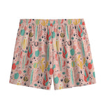 Pastel Cactus And Succulent Print Mesh Shorts
