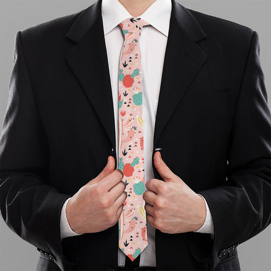 Pastel Cactus And Succulent Print Necktie