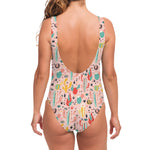 Pastel Cactus And Succulent Print One Piece Swimsuit