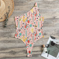Pastel Cactus And Succulent Print One Shoulder Bodysuit