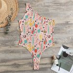 Pastel Cactus And Succulent Print One Shoulder Bodysuit