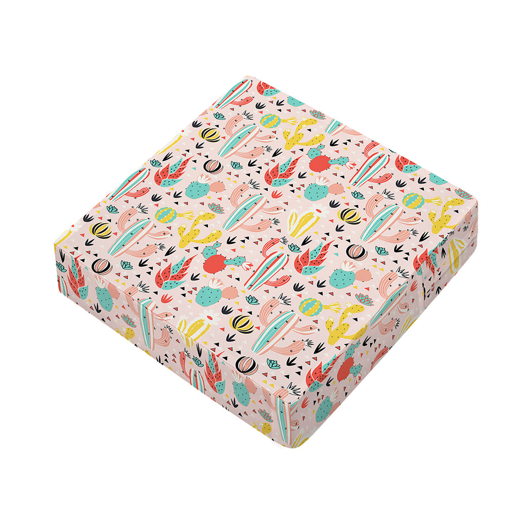 Pastel Cactus And Succulent Print Outdoor Seat Cushion Cover