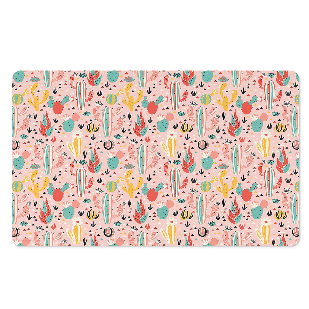 Pastel Cactus And Succulent Print Polyester Doormat