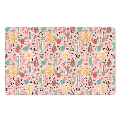 Pastel Cactus And Succulent Print Polyester Doormat