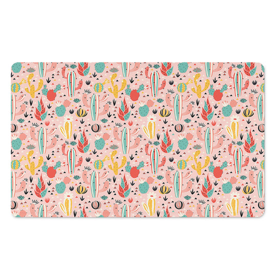 Pastel Cactus And Succulent Print Polyester Doormat