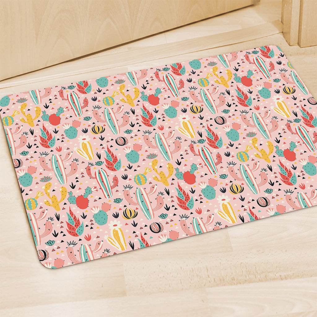 Pastel Cactus And Succulent Print Polyester Doormat