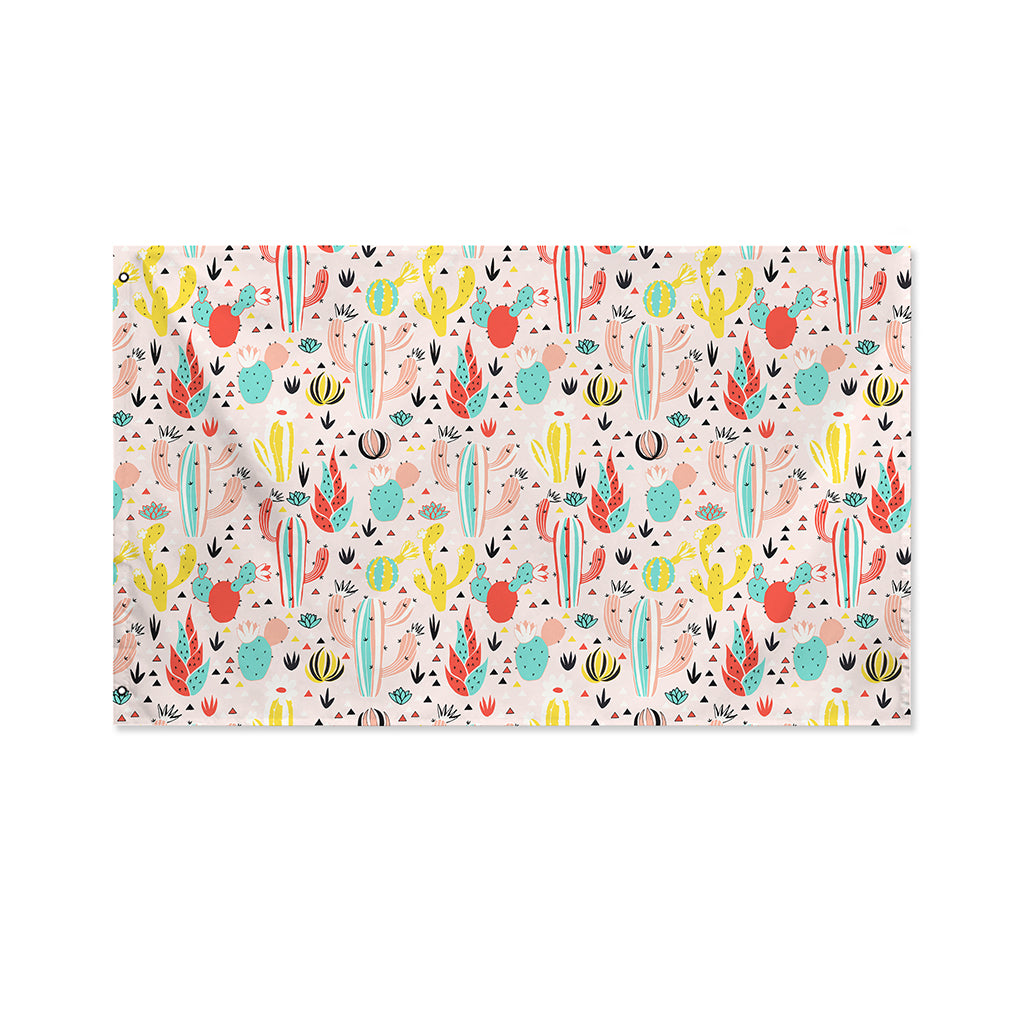 Pastel Cactus And Succulent Print Polyester Flag