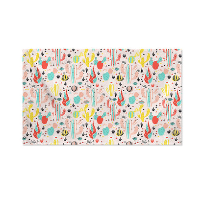 Pastel Cactus And Succulent Print Polyester Flag