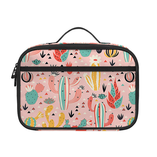 Pastel Cactus And Succulent Print Portable Lunch Bag