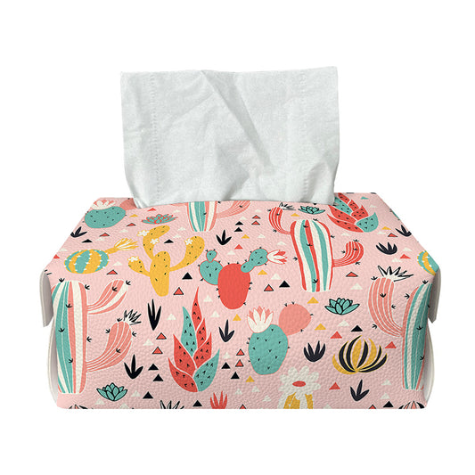 Pastel Cactus And Succulent Print Rectangle Tissue Box Cover