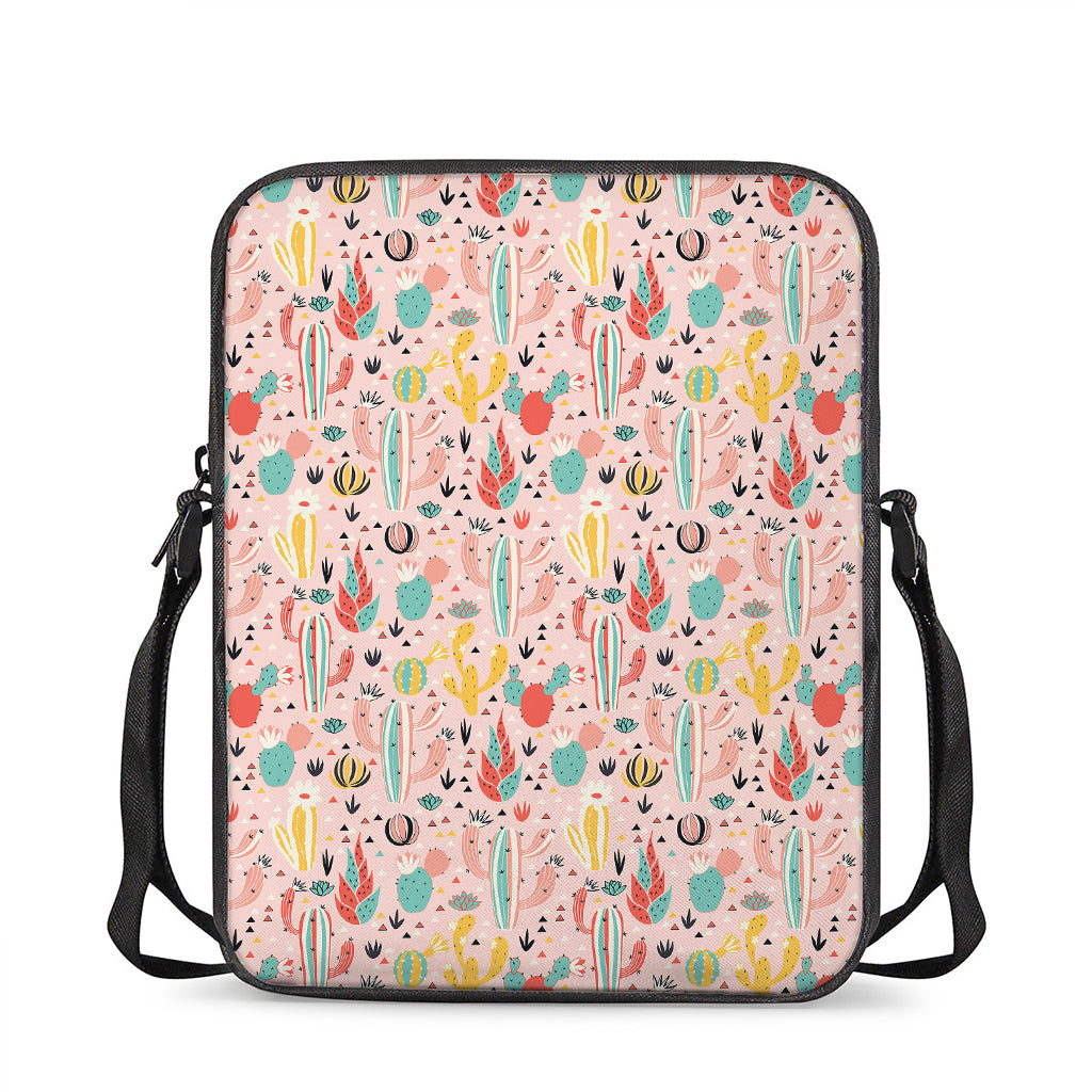 Pastel Cactus And Succulent Print Rectangular Crossbody Bag
