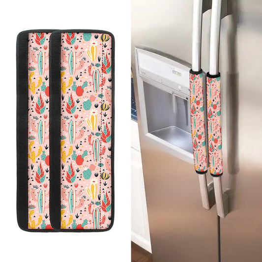 Pastel Cactus And Succulent Print Refrigerator Handle Covers