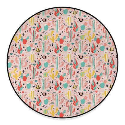 Pastel Cactus And Succulent Print Round Floor Mat