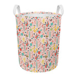 Pastel Cactus And Succulent Print Round Laundry Basket